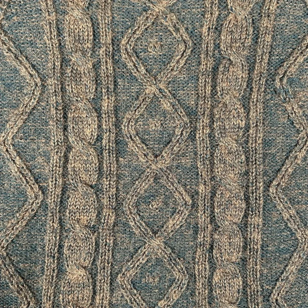 VTG Jordache Cable Knit Sweater Mens M Brown Mohair Wool Coogi-Style 3D Textured - Picture 8 of 15